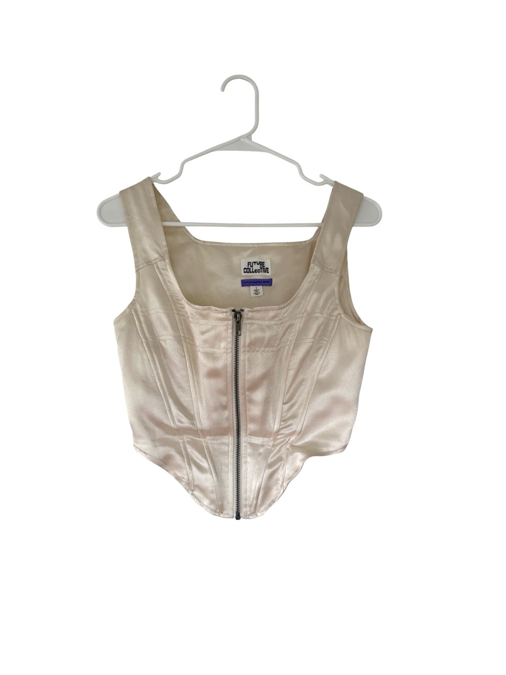 Future Collective Satin Corset Top in Light Blush